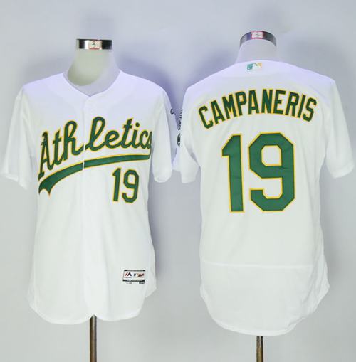 Athletics #19 Bert Campaneris White Flexbase Authentic Collection Stitched MLB Jersey - Click Image to Close